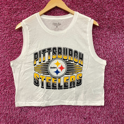 Junk Food Pittsburgh Steelers Football Cropped Sleeveless T-Shirt Large