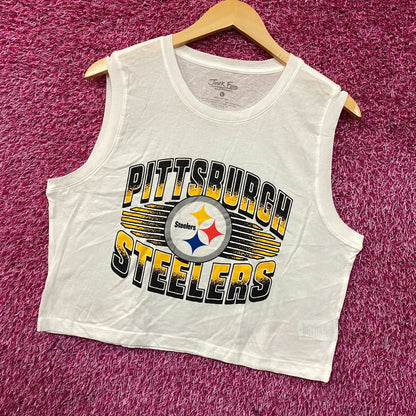 Junk Food Pittsburgh Steelers Football Cropped Sleeveless T-Shirt Large