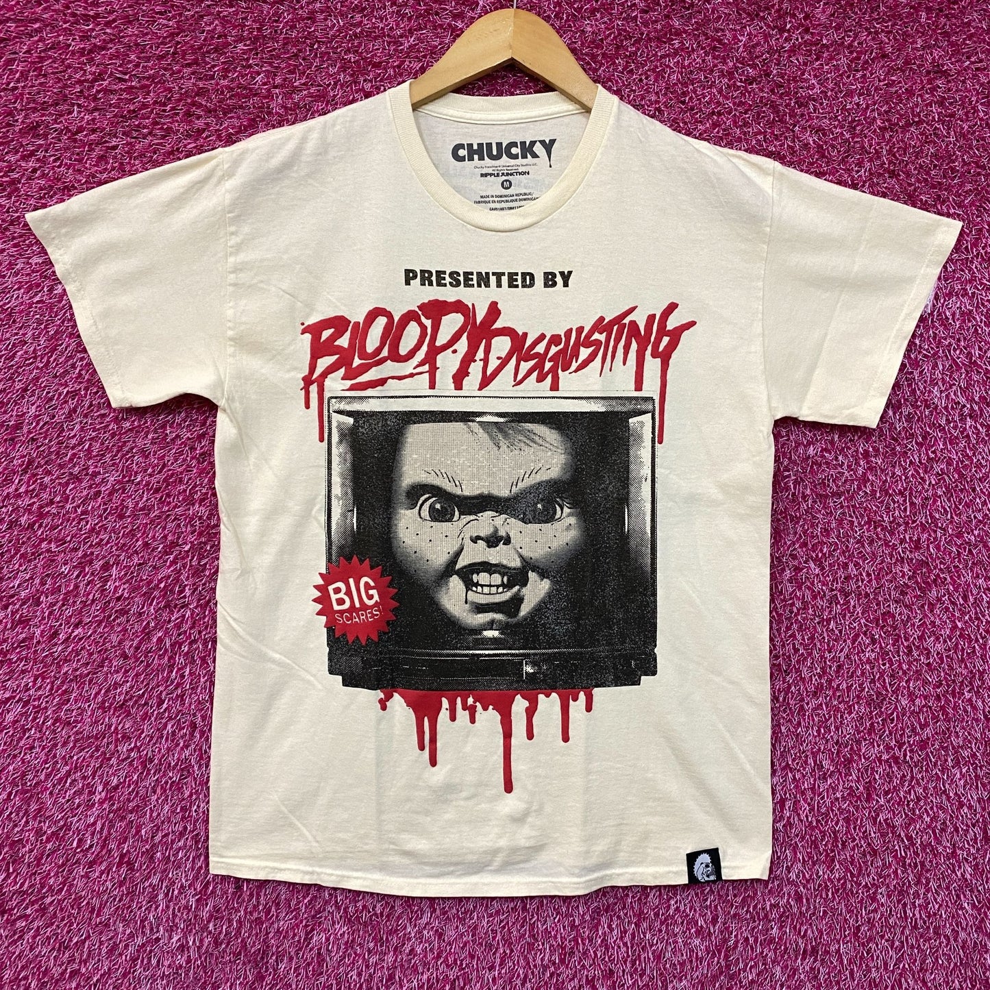Bloody Disgusting X Chucky Child's Play Horror Beige T-Shirt Medium