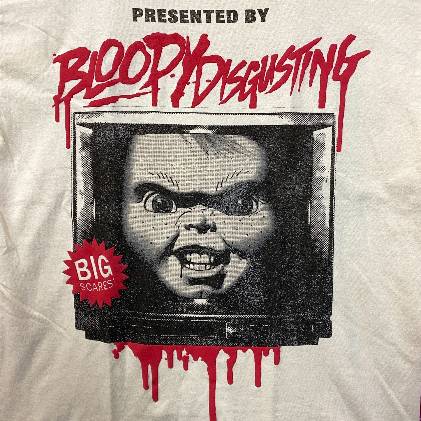 Bloody Disgusting X Chucky Child's Play Horror Beige T-Shirt Medium