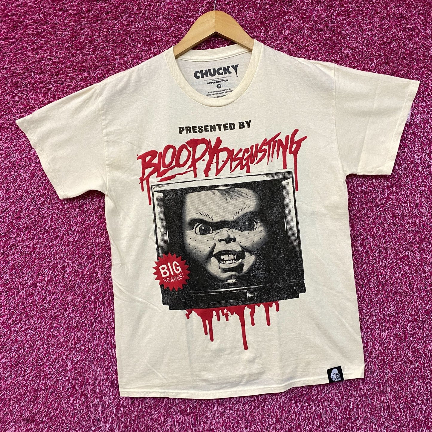 Bloody Disgusting X Chucky Child's Play Horror Beige T-Shirt Medium