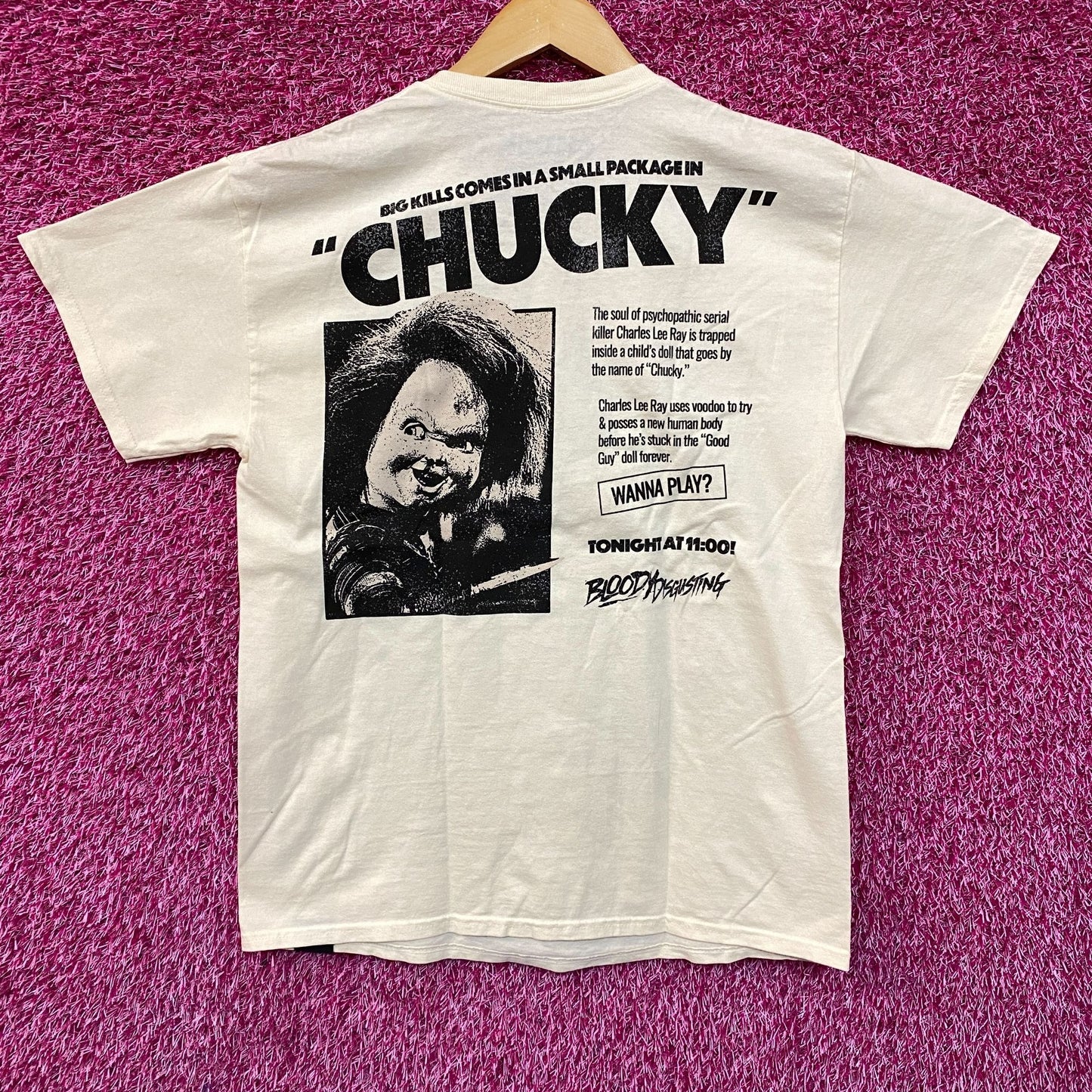 Bloody Disgusting X Chucky Child's Play Horror Beige T-Shirt Medium