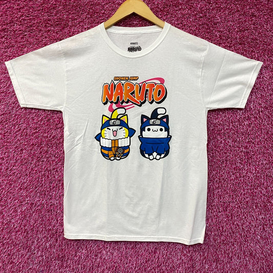 Naruto Nyaruto Sasuke and Uzumaki Logo Graphic T-Shirt SM