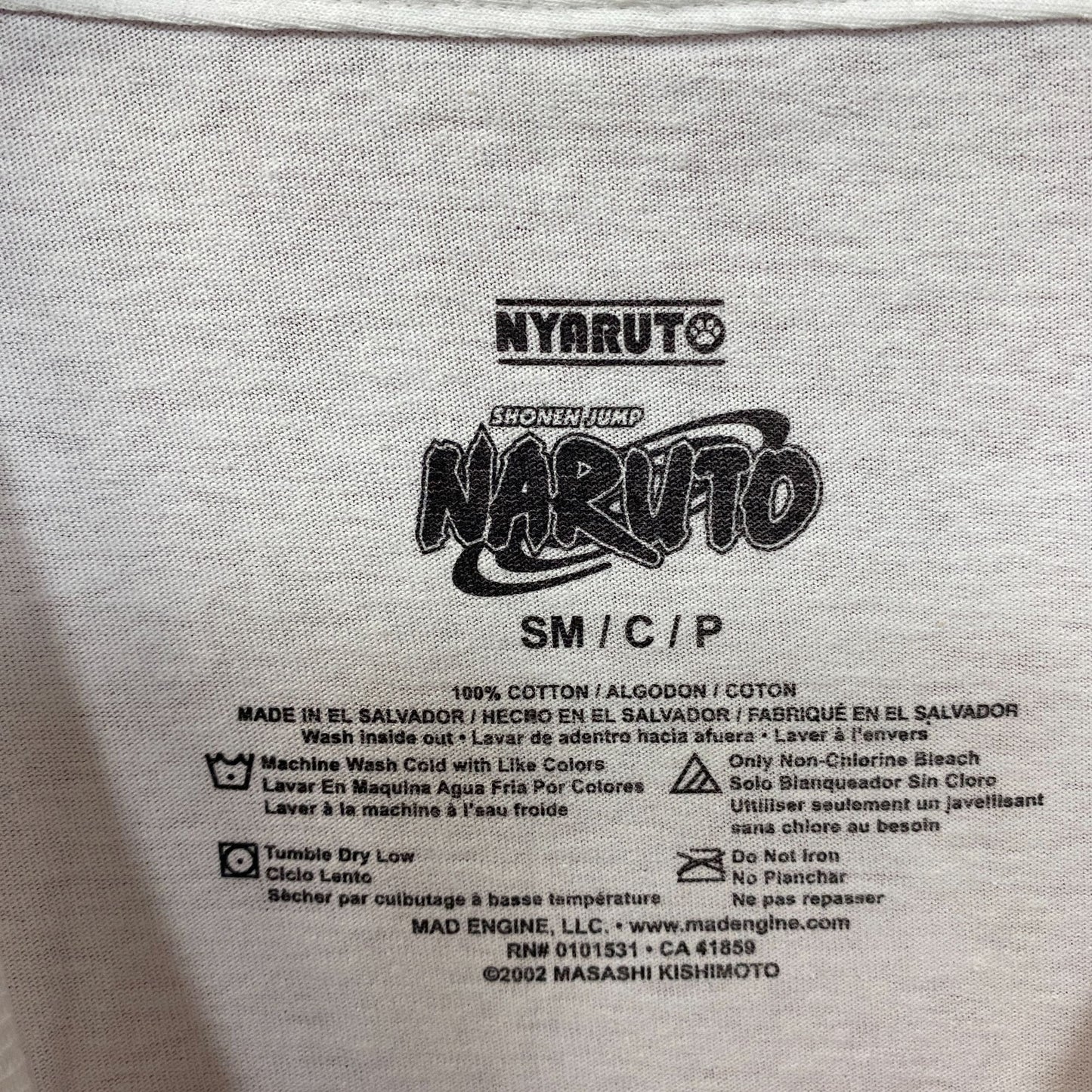 Naruto Nyaruto Sasuke and Uzumaki Logo Graphic T-Shirt SM