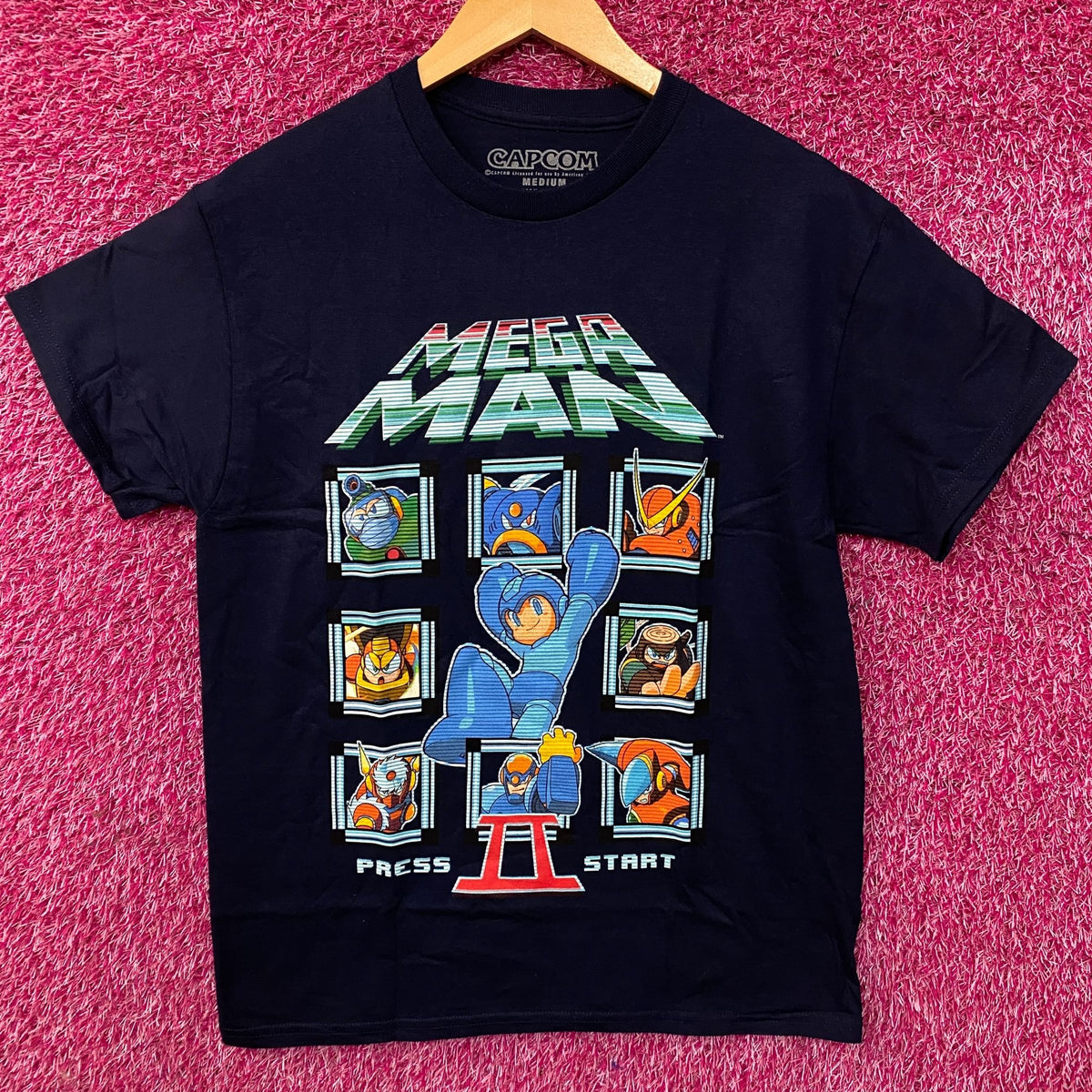Mega Man Press Start II Retro Graphic T-Shirt Medium
