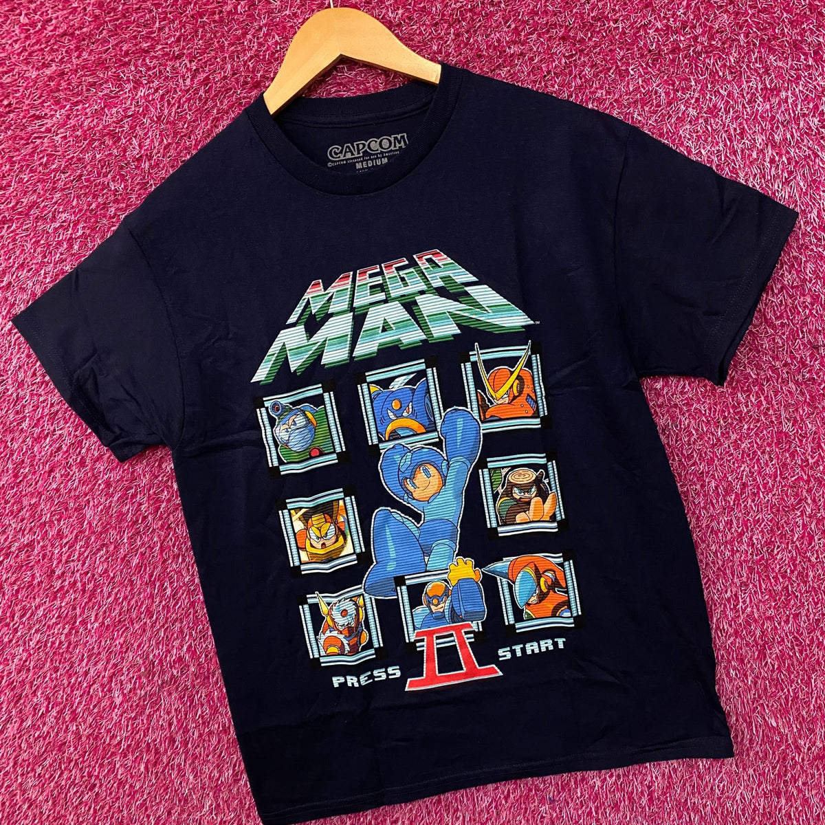 Mega Man Press Start II Retro Graphic T-Shirt Medium