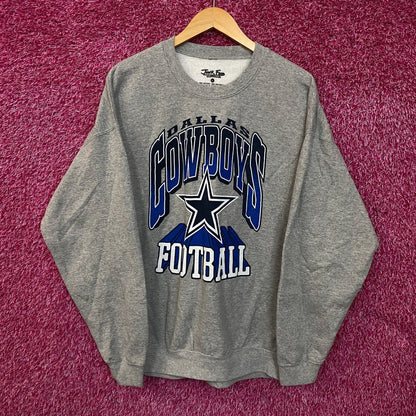 Junk Food Clothing Cowboy Dallas Heathered Gray Crewneck Pullover Sweatshirt Large