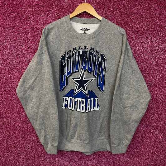 Junk Food Clothing Cowboy Dallas Heathered Gray Crewneck Pullover Sweatshirt Large