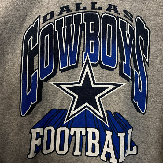 Junk Food Clothing Cowboy Dallas Heathered Gray Crewneck Pullover Sweatshirt Large