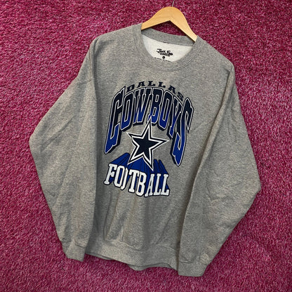 Junk Food Clothing Cowboy Dallas Heathered Gray Crewneck Pullover Sweatshirt Large