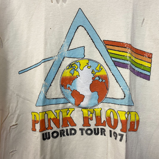 Pink Floyd World Tour 1977 Cream distressed Tshirt size Large