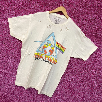 Pink Floyd World Tour 1977 Cream distressed Tshirt size Large