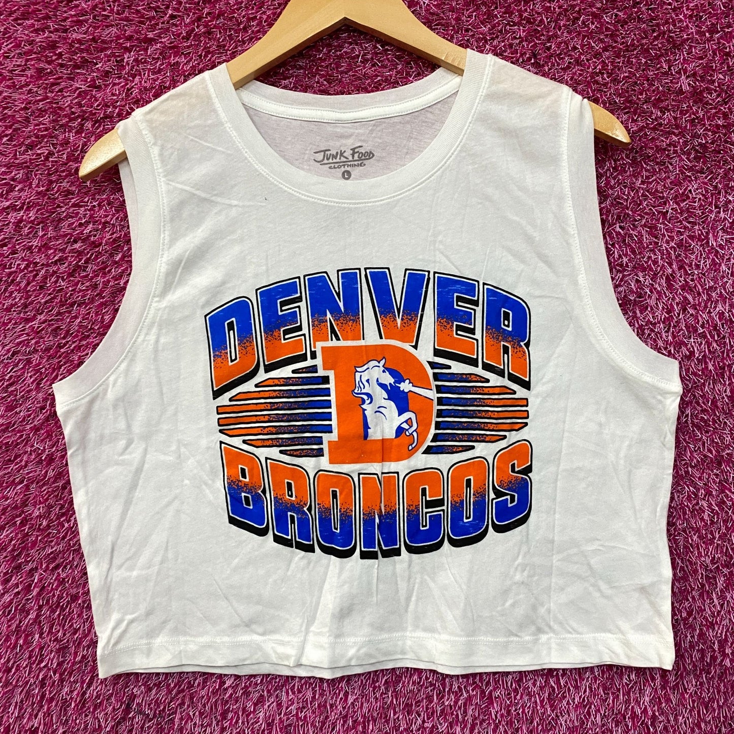 Junk Food Clothing NFL Denver Broncos Sleeveless Cropped T-Shirt Large