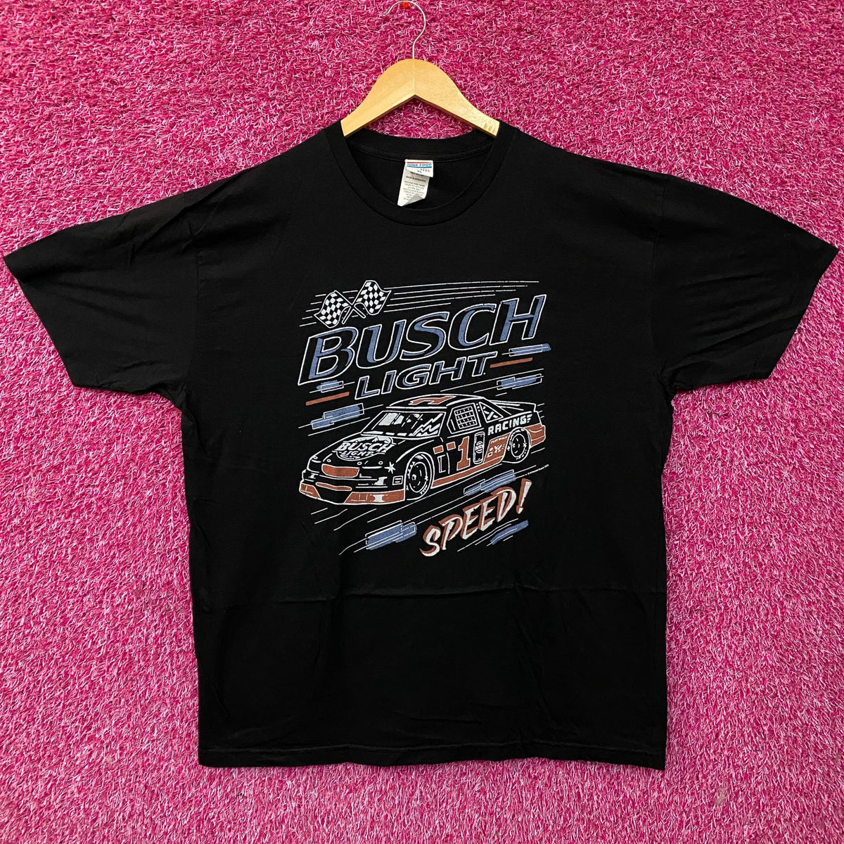 Busch Light Speed Racing Car Graphic Design T-Shirt XL