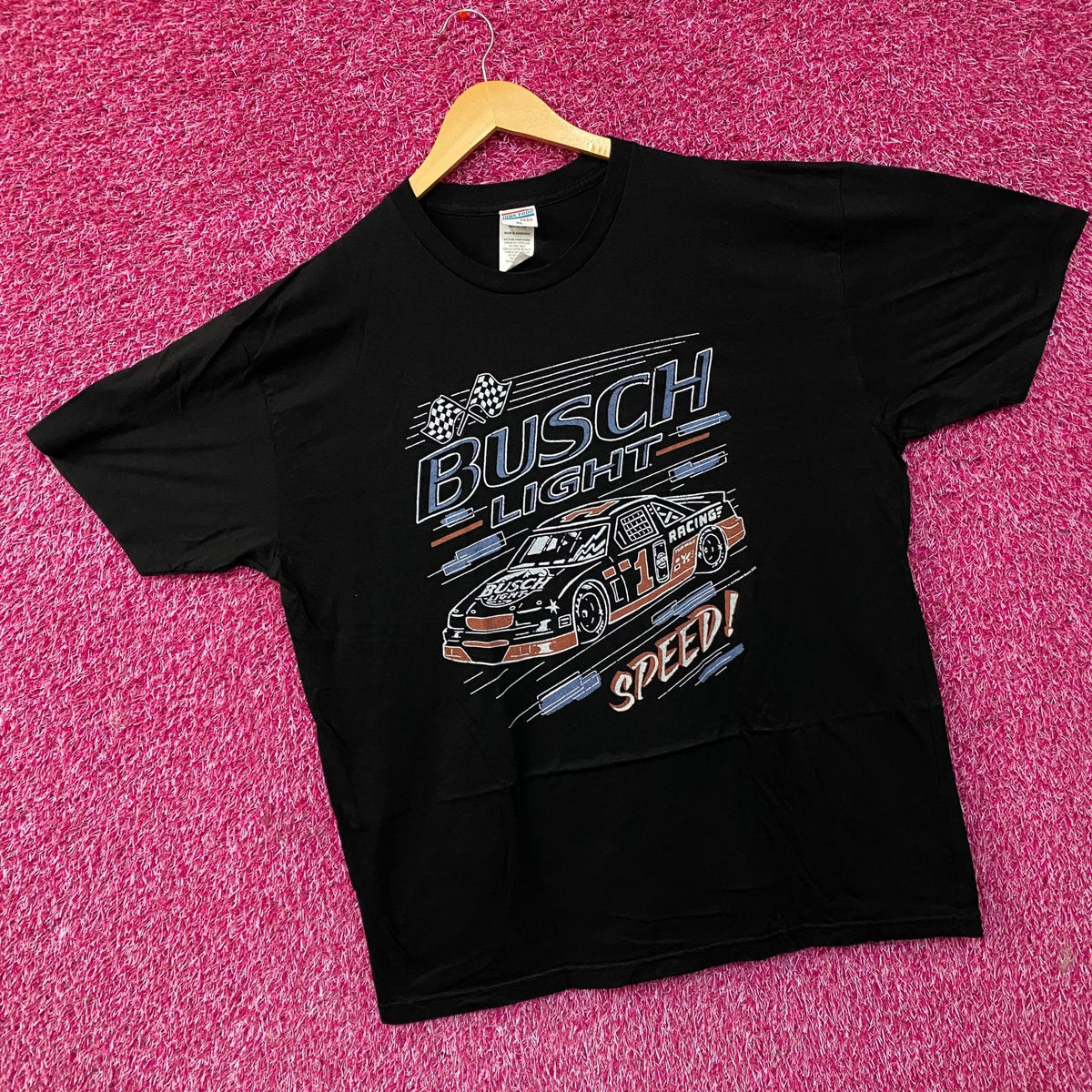 Busch Light Speed Racing Car Graphic Design T-Shirt XL