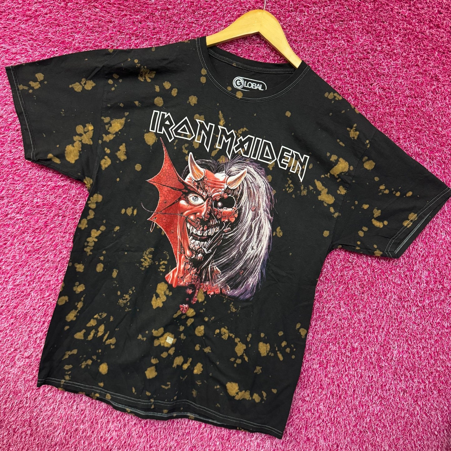 Iron Maiden Purgatory Heavy Metal Band Oversize Bleach Dye M