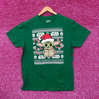 Star Wars Santa Grogu The Mandalorian Ugly Christmas Tee L