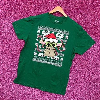 Star Wars Santa Grogu The Mandalorian Ugly Christmas Tee L