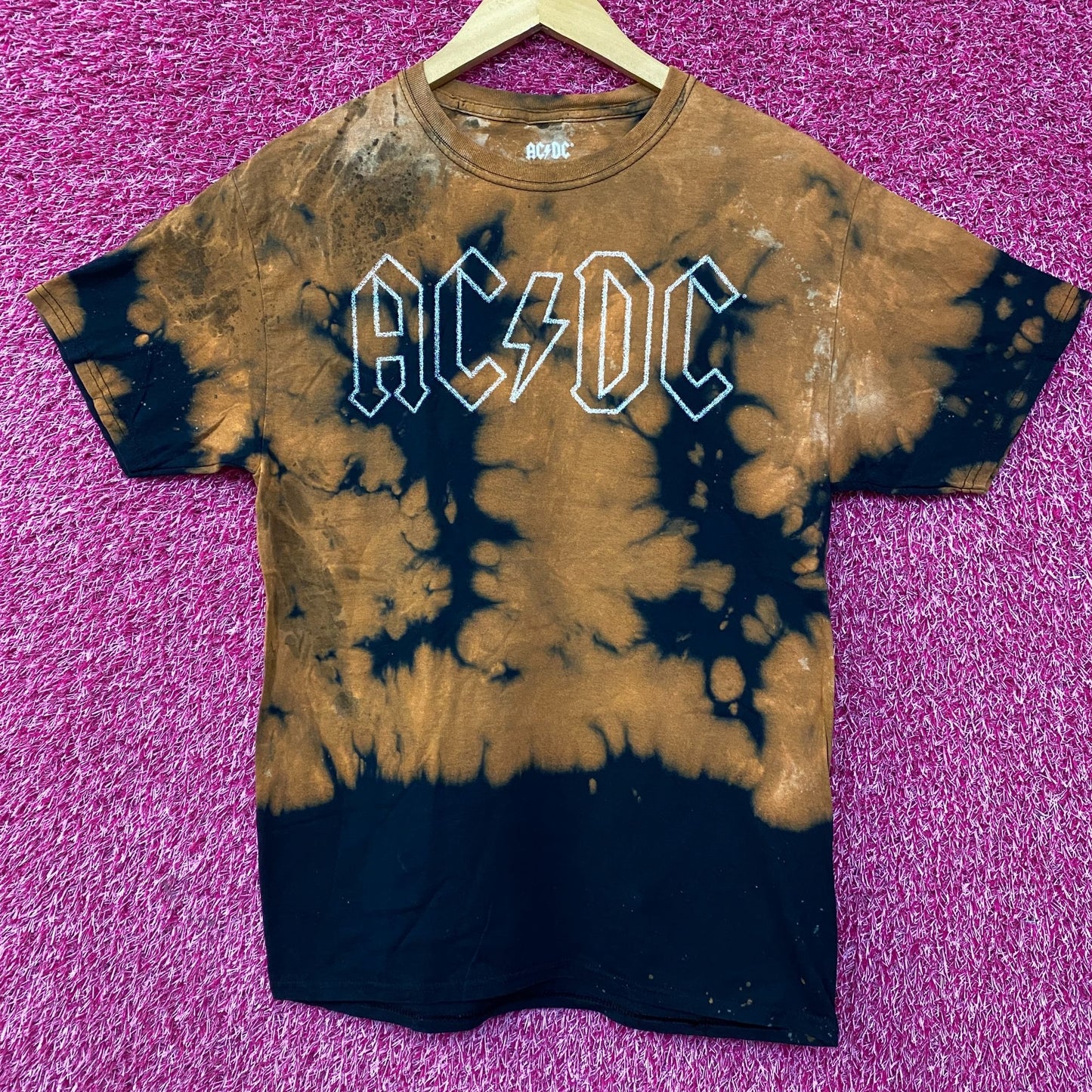 AC/DC Tie Dye Rock Band Sleeveless T-Shirt Medium