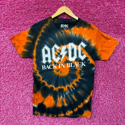 AC/DC Back in Black Spellout Heavy Metal Halloween Tie Dye Small
