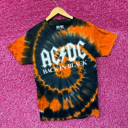AC/DC Back in Black Spellout Heavy Metal Halloween Tie Dye Small