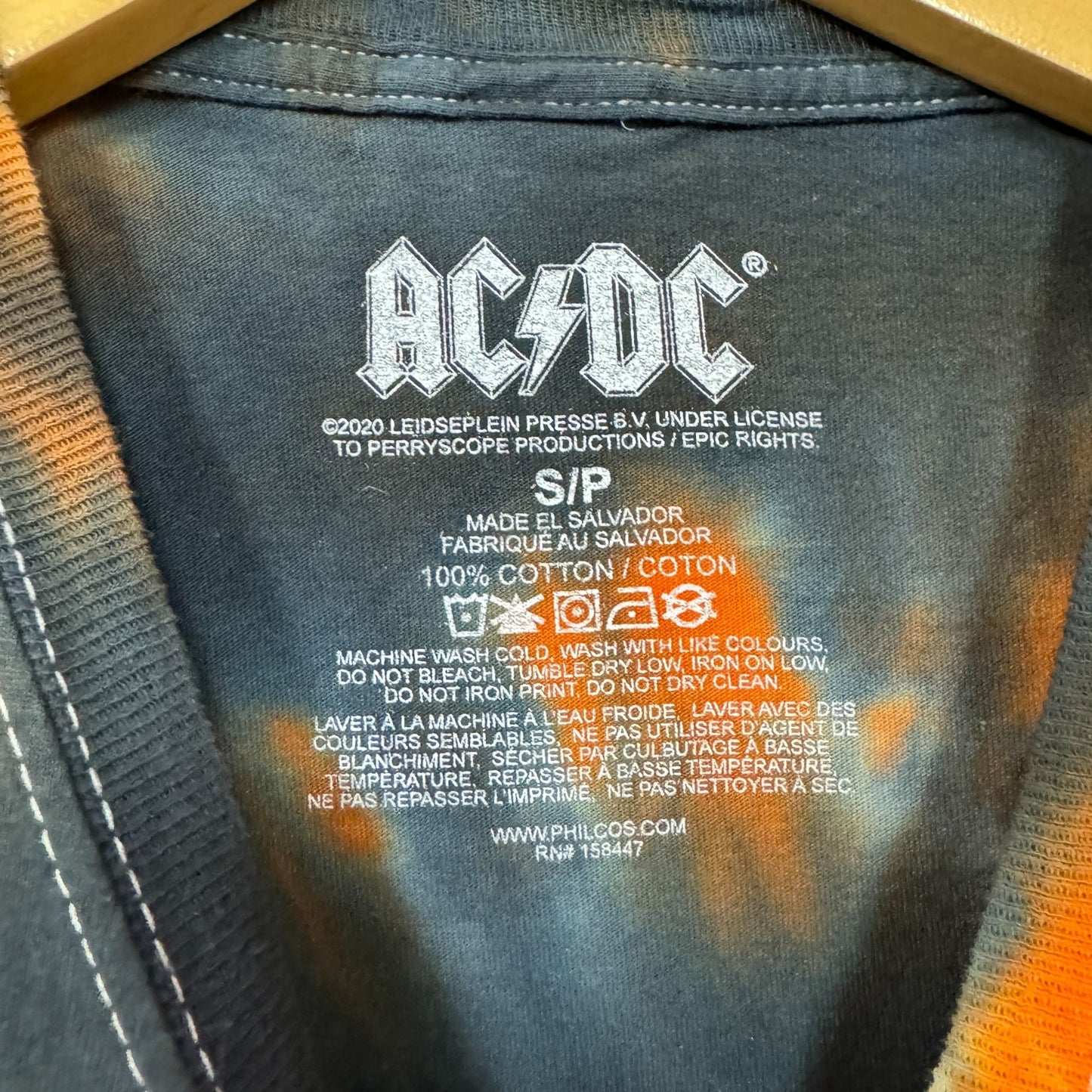 AC/DC Back in Black Spellout Heavy Metal Halloween Tie Dye Small