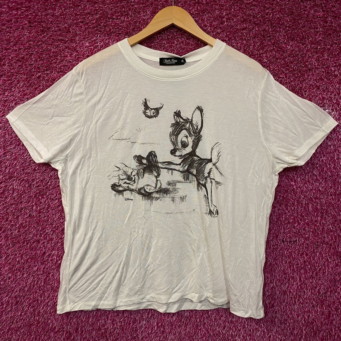 Junk Food Disney Bambi Sketch Vintage Style Graphic Tissue Tee XL
