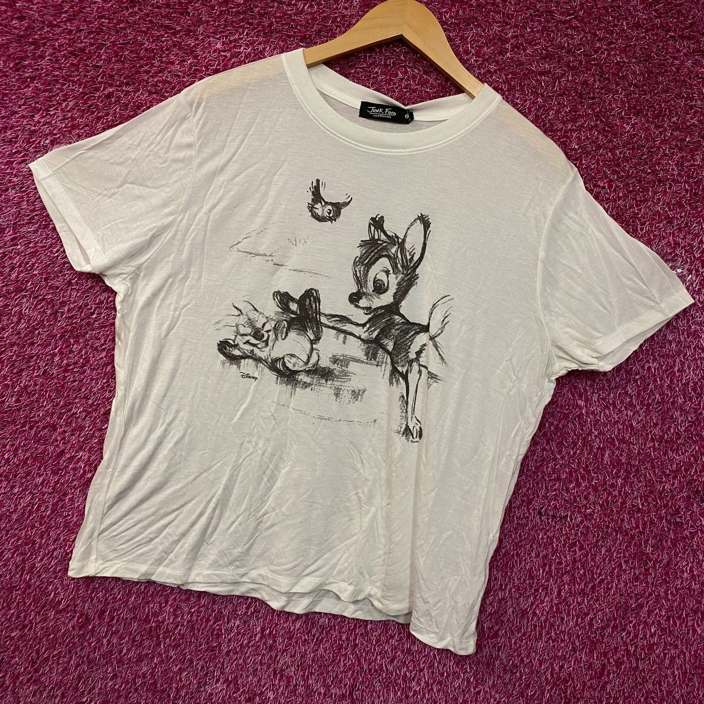 Junk Food Disney Bambi Sketch Vintage Style Graphic Tissue Tee XL