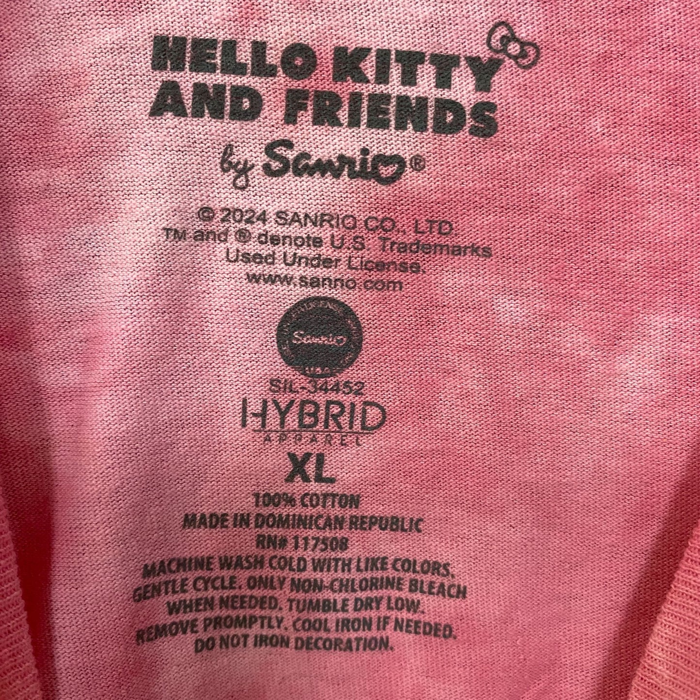 Sanrio Hello Kitty And Friends Surf Club Pink Tie Dye T-Shirt Extra Large