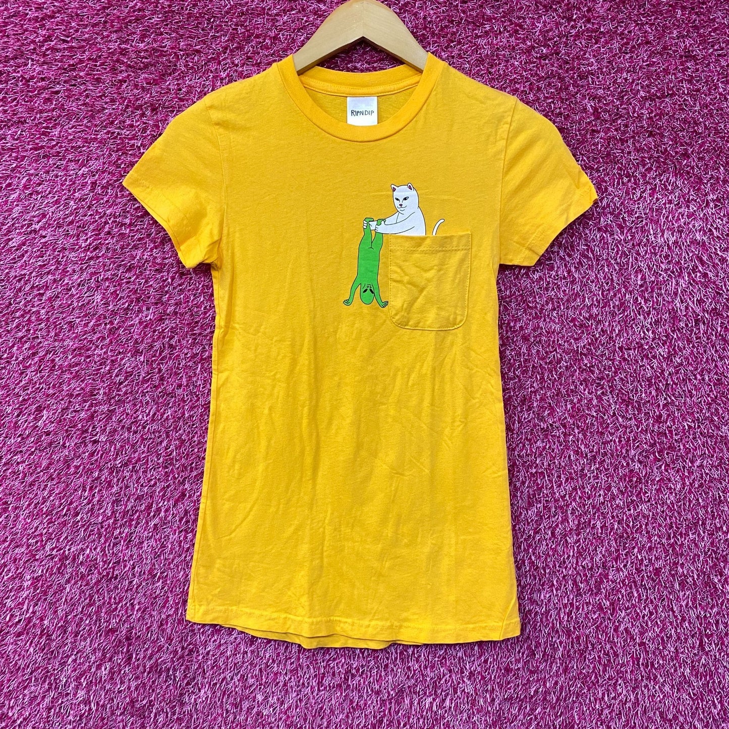 RIPNDIP Lord Nermal Break Yo Self Alien Yellow T-Shirt Extra Small