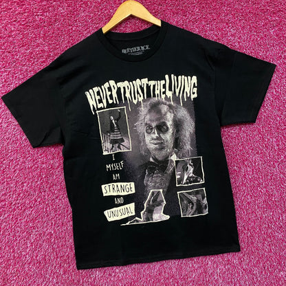 Beetle Juice Never Trust The Living Collage Graphic T-Shirt Large