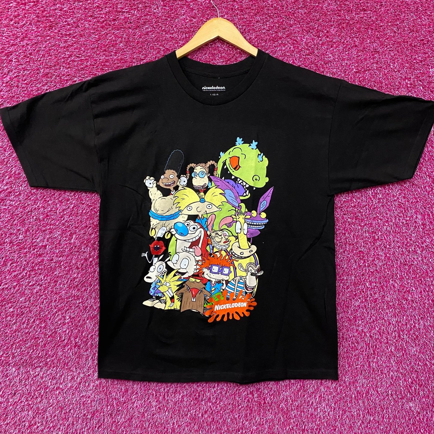 Nickelodeon 90's Cartoons Pile Up Cartoon Characters Group Shot Graphic Tee Large