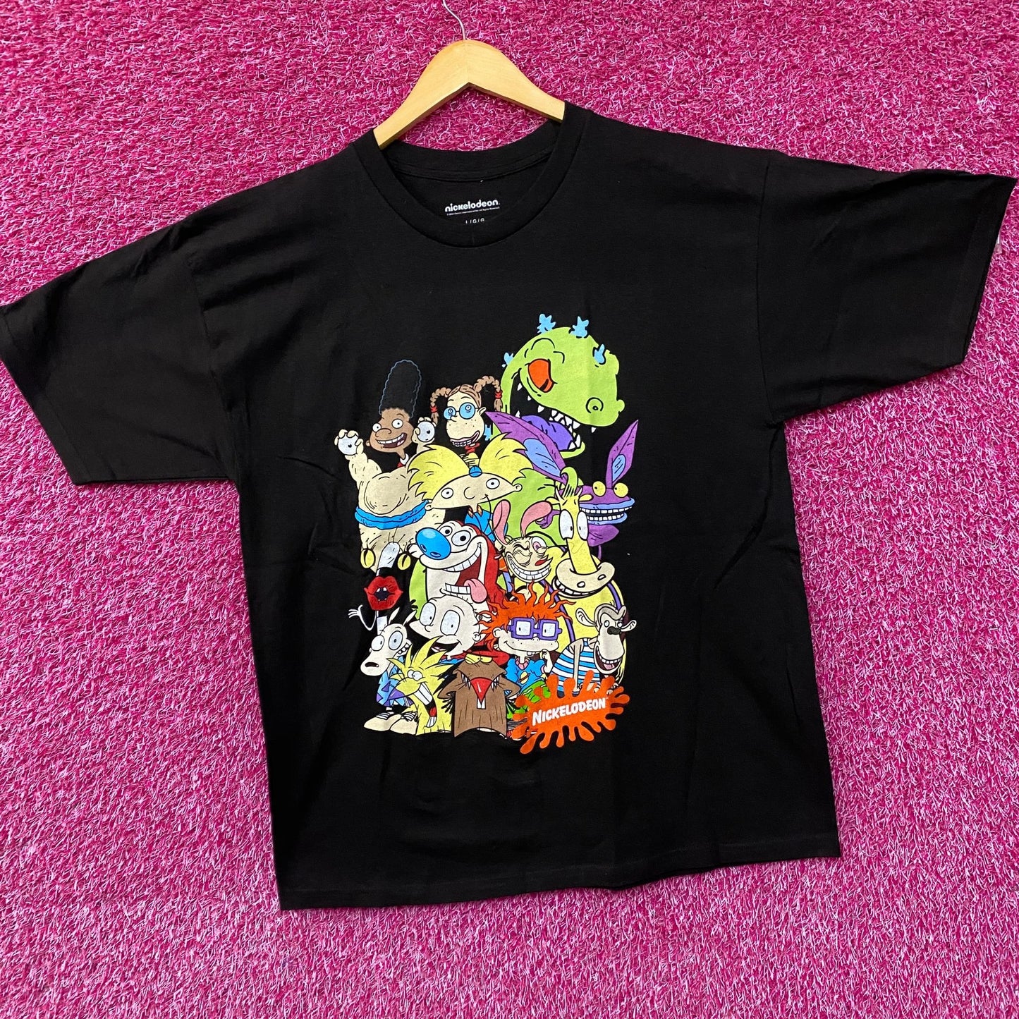Nickelodeon 90's Cartoons Pile Up Cartoon Characters Group Shot Graphic Tee Large