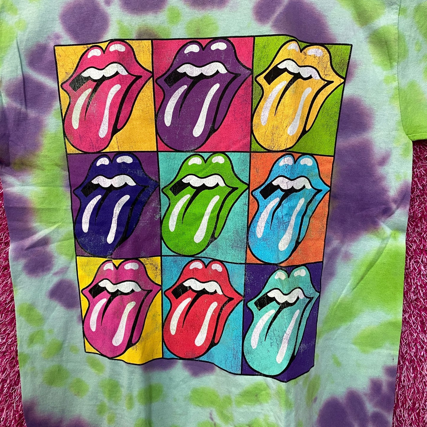 The Rolling Stones Hot Lips Art Tshirt Tie Dye tshirt size Small