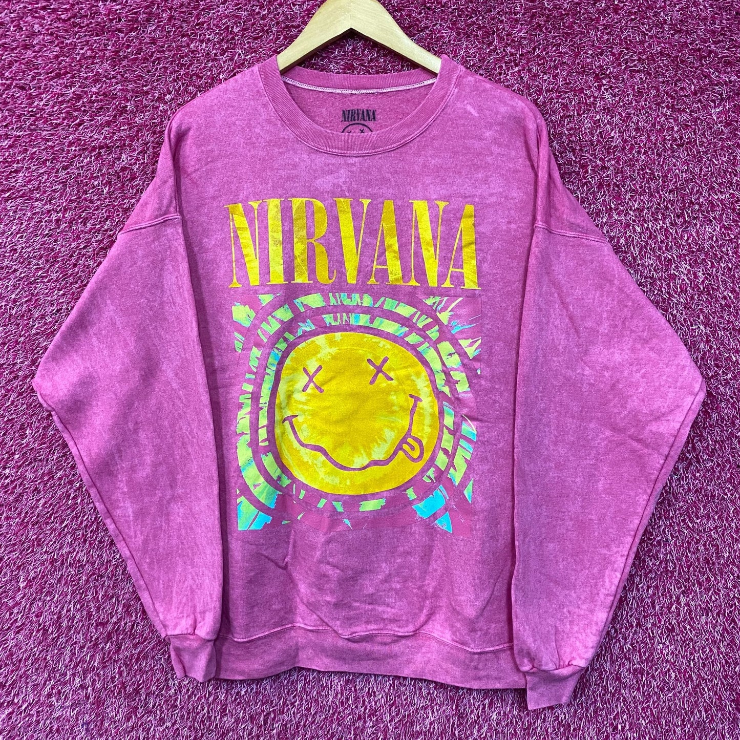 Nirvana Nevermind Crewneck Pink Sweater size XL