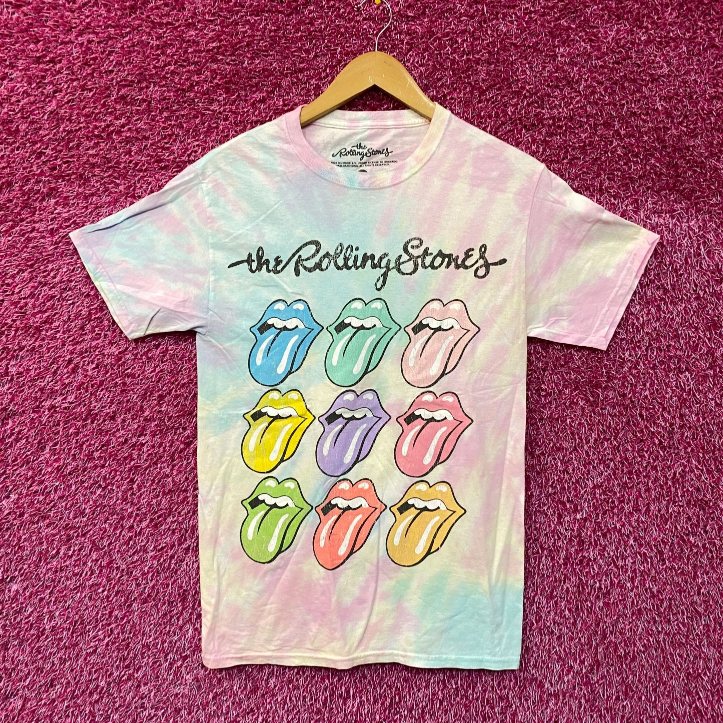 The Rolling Stones  Pastel Tie Dye Rock Tshirt size Small