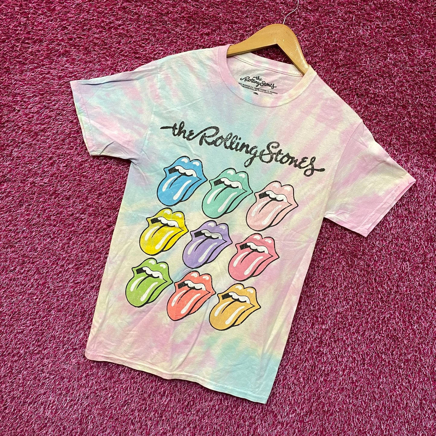 The Rolling Stones  Pastel Tie Dye Rock Tshirt size Small
