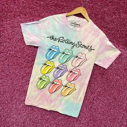 The Rolling Stones  Pastel Tie Dye Rock Tshirt size Small