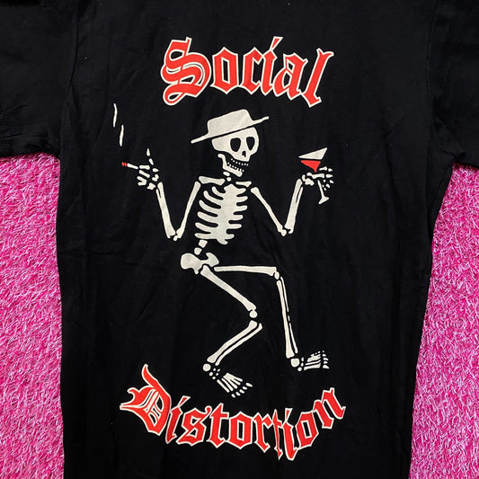 Social Distortion Skelly Drinking & Smoking Punk Band Tee S