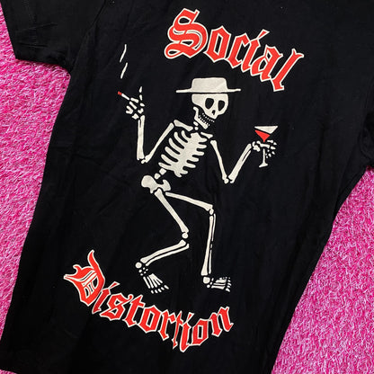 Social Distortion Skelly Drinking & Smoking Punk Band Tee S