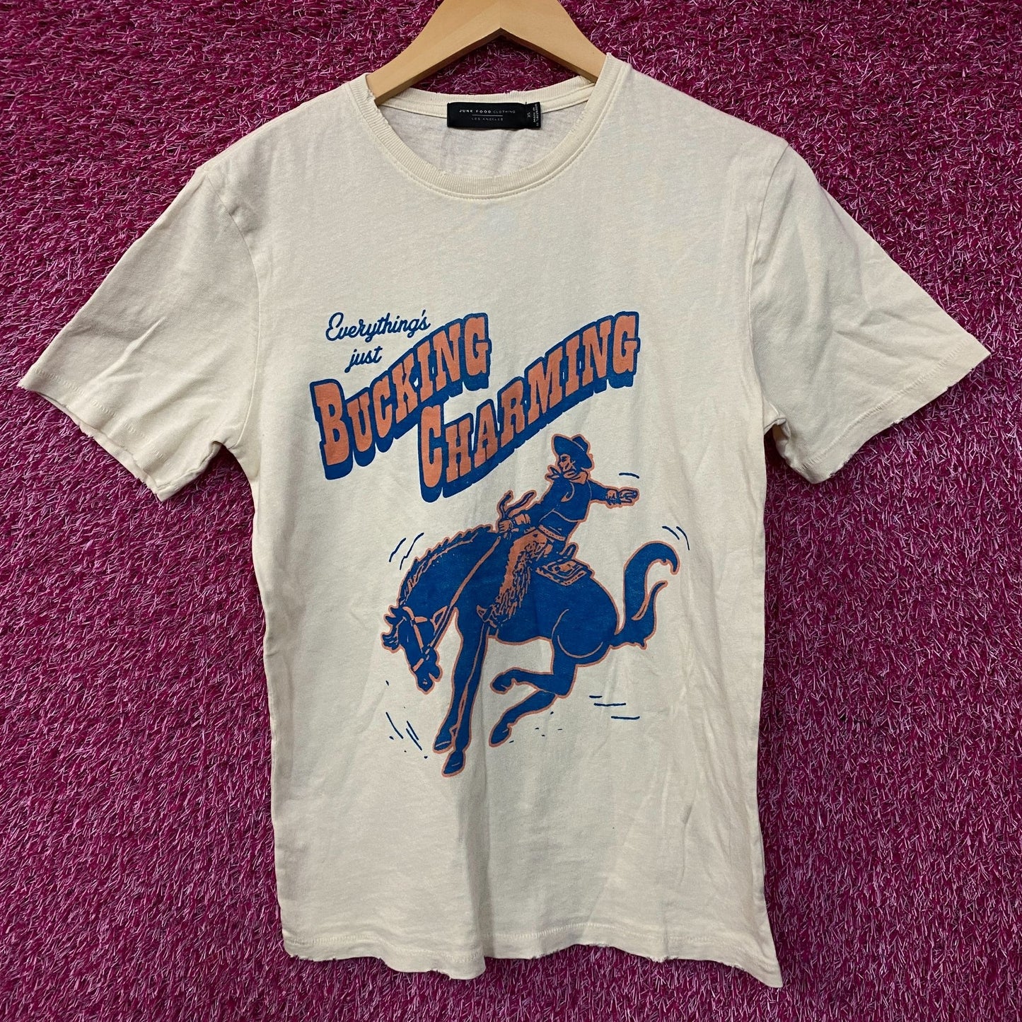 Junk Food Clothing Bucking Charming Vintage Style T-Shirt XS