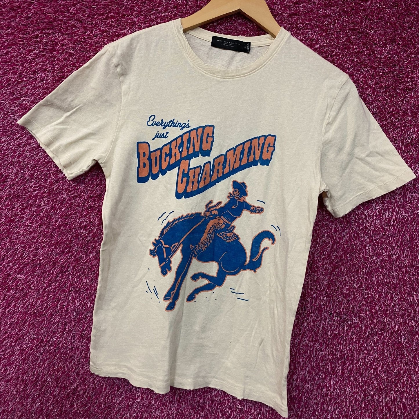 Junk Food Clothing Bucking Charming Vintage Style T-Shirt XS