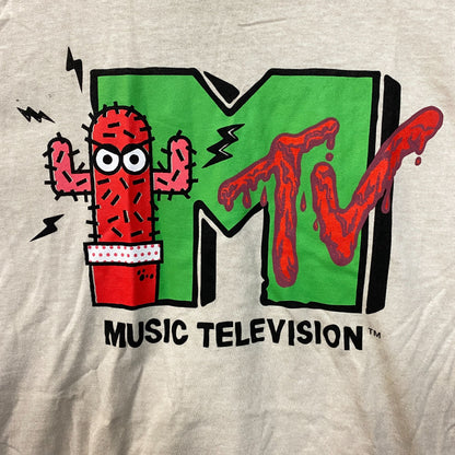 MTV Music Television Cactus Logo Beige T-Shirt Medium