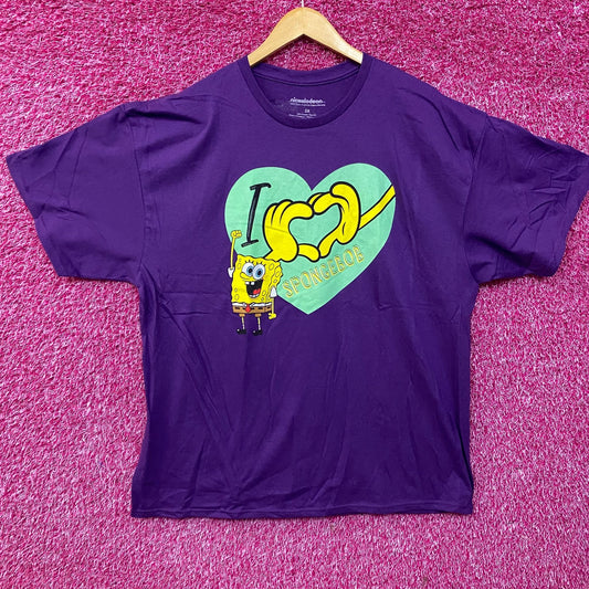 Nickelodeon I Love Spongebob Patrick Gary Rainbow Purple Heart T-Shirt 2XL