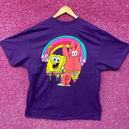 Nickelodeon I Love Spongebob Patrick Gary Rainbow Purple Heart T-Shirt 2XL