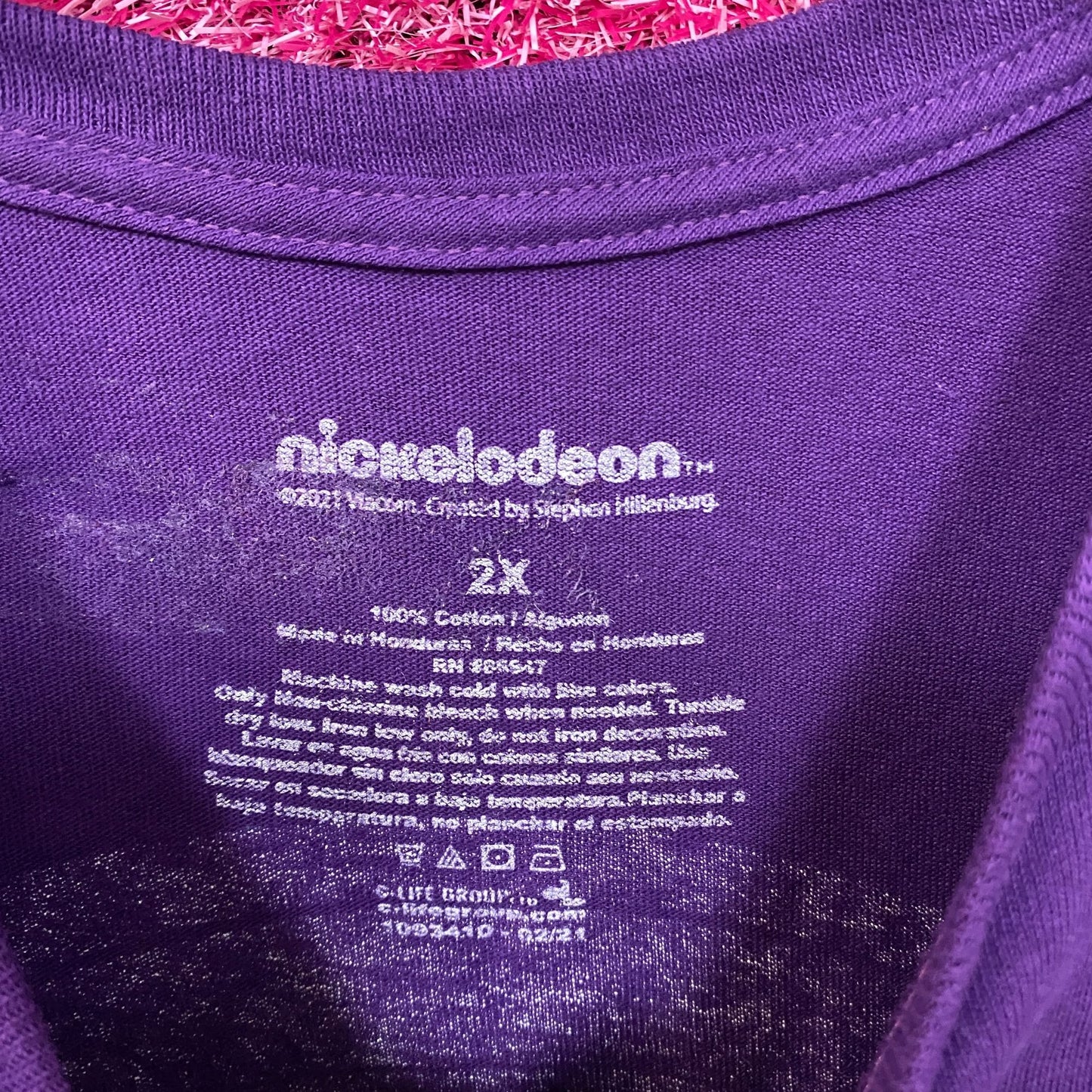 Nickelodeon I Love Spongebob Patrick Gary Rainbow Purple Heart T-Shirt 2XL