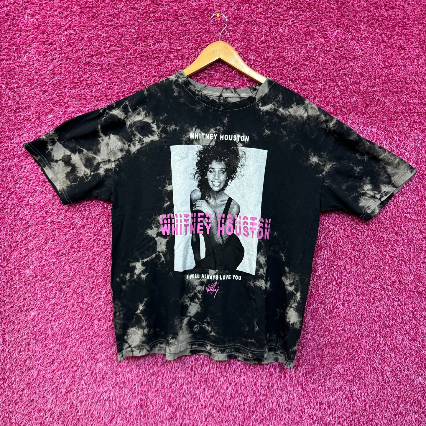 Whitney Houston I Will Always Love You bleach dye shirt size XL