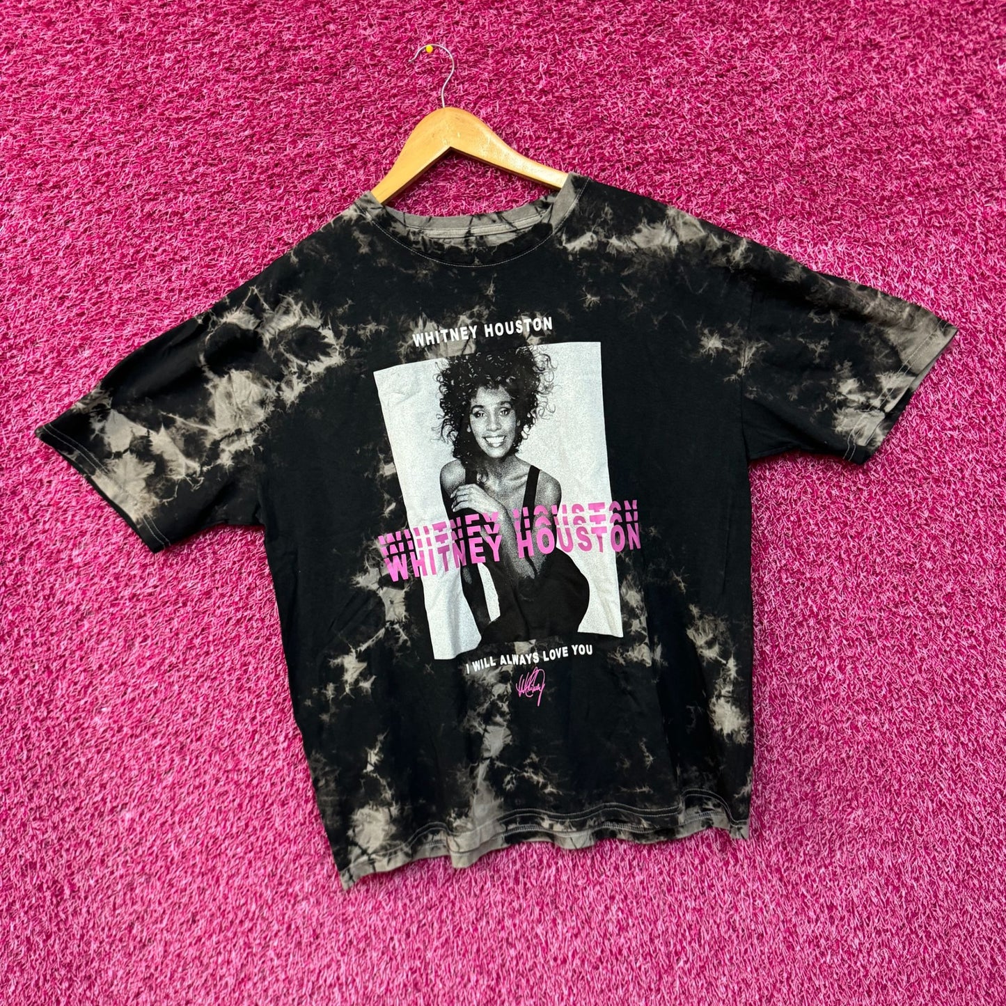 Whitney Houston I Will Always Love You bleach dye shirt size XL