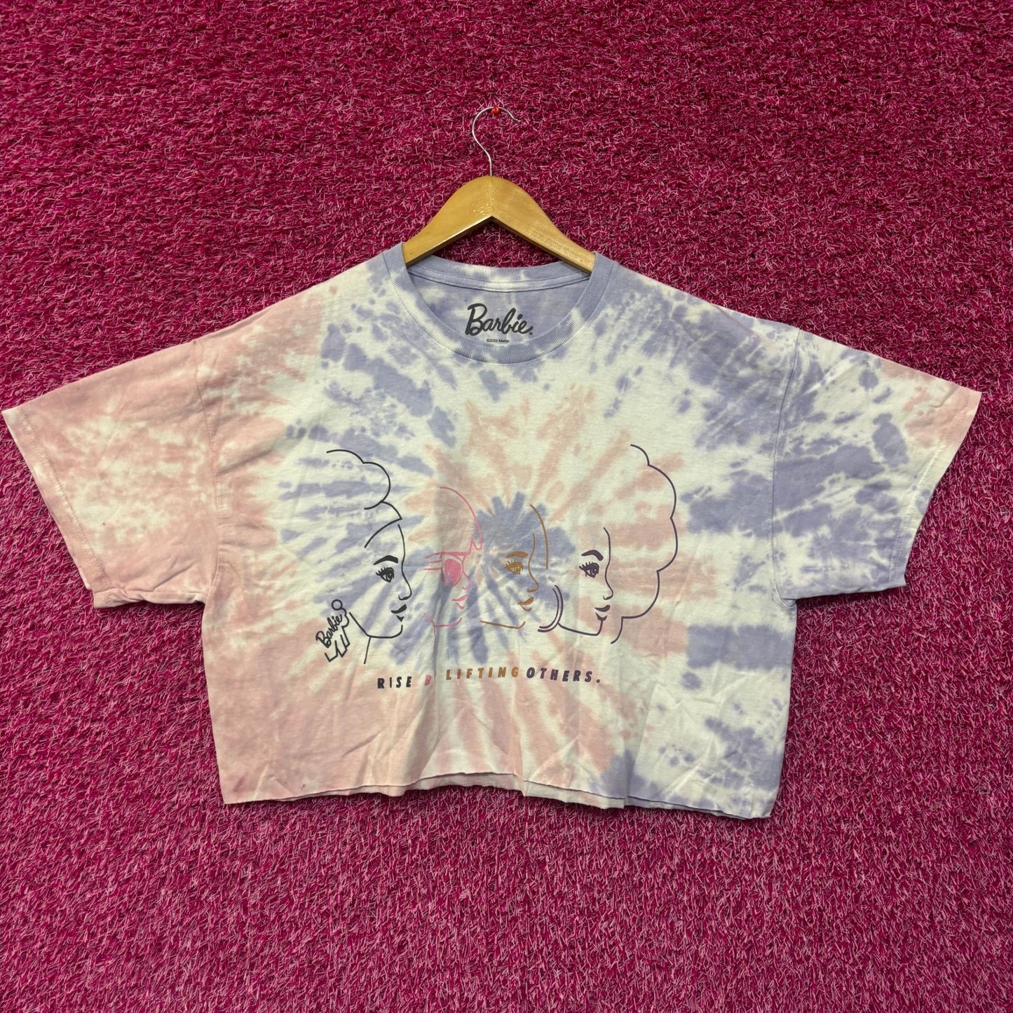 Barbie Rise By Lifting Each Other Crop Top tie dye Tshirt size XL