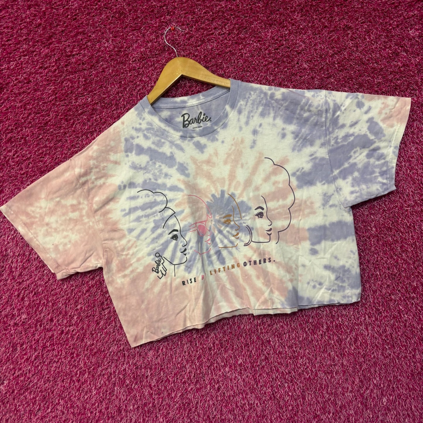 Barbie Rise By Lifting Each Other Crop Top tie dye Tshirt size XL
